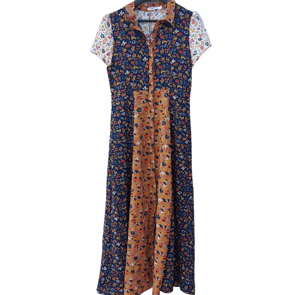 Sweewe Paris floral patchwork shirt dress Size Medium